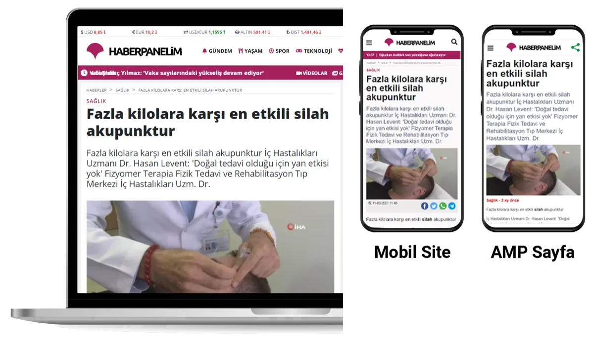 HaberPanelim haber detay sayfası: masaüstü, mobil site ve AMP sayfa görünümü